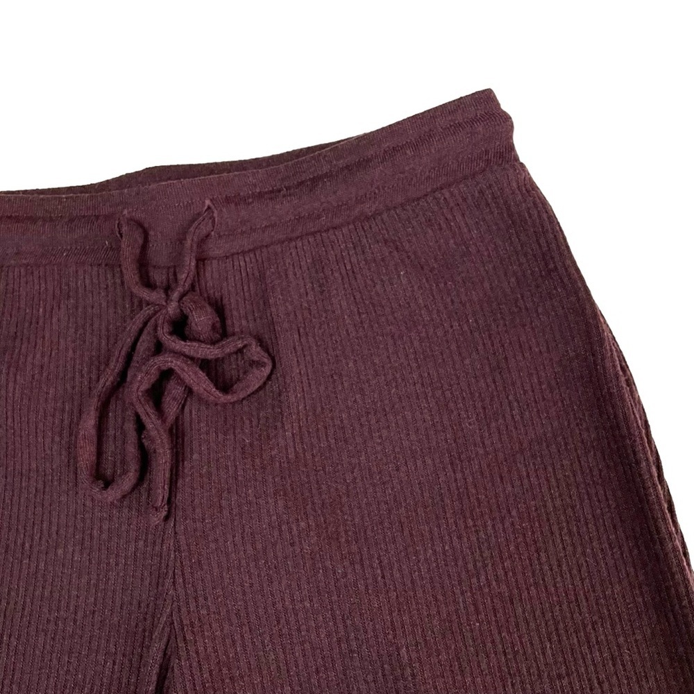 Nation LTD Wide Leg Ribbed Knit Lounge Pants Maroon Medium - Picture 6 of 10